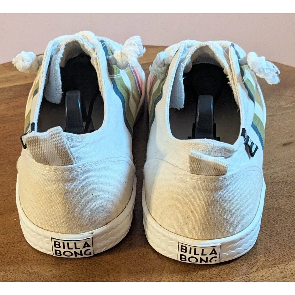 Billabong Marina Honey Gold Multi Striped Canvas Sneakers Women's Size 9.5